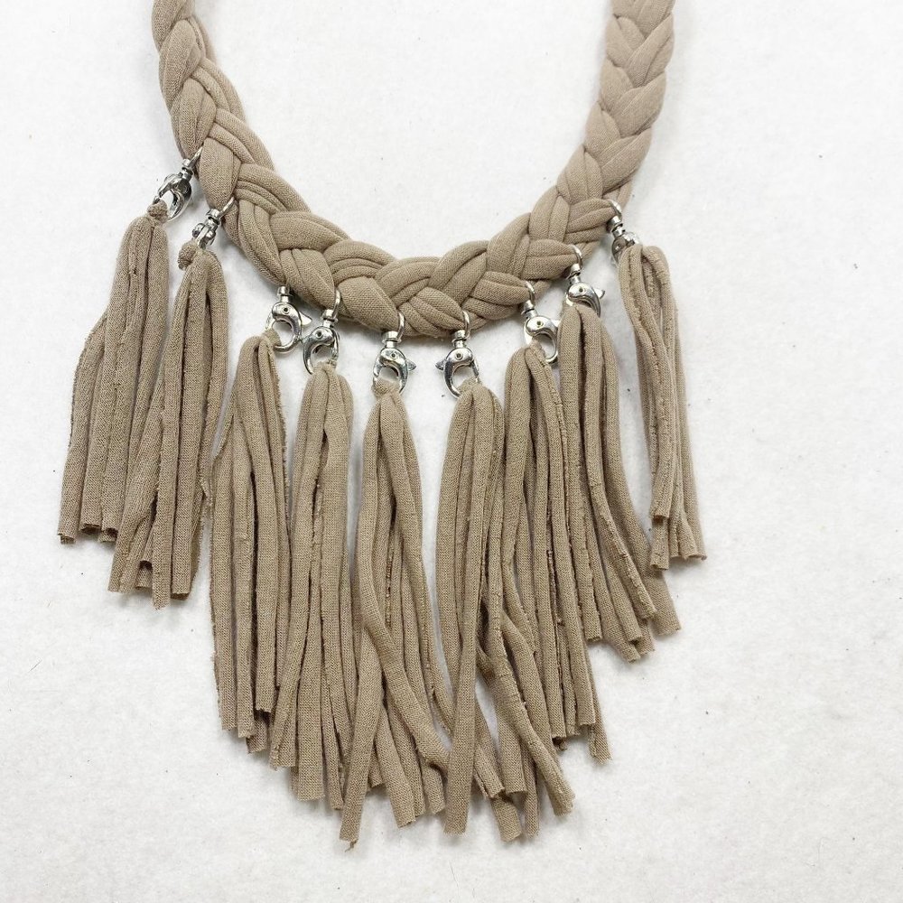 Banded Fringe & Silver Statement Necklace